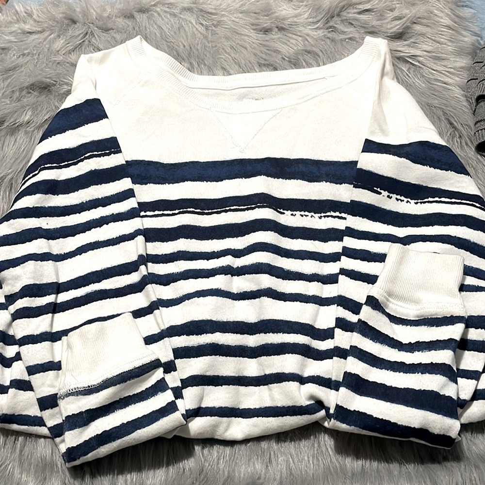 Blue and White Top, Size: Petite Medium, Never Worn, 100% Cotton
